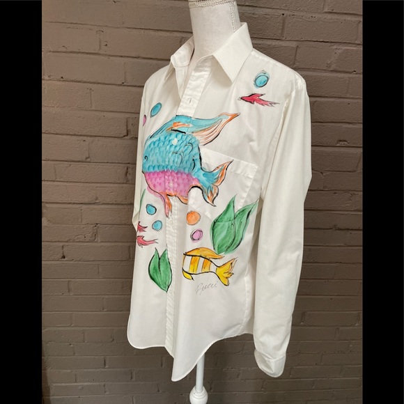 White button down Emilio Pucci Painted Print S-M - Picture 3 of 16